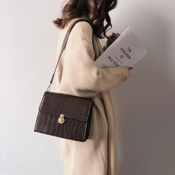 

мешок моды крокодил шаблон pu кожаный небольшой квадратный мешок женщин женщина-2020 новые дамы плеча сумочку