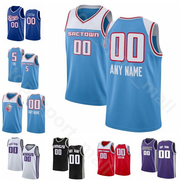 

screen print basketball buddy hield jersey deaaron fox harrison barnes bogdan bogdanovic nemanja bjelica richaun holmes men women kids, Black;red