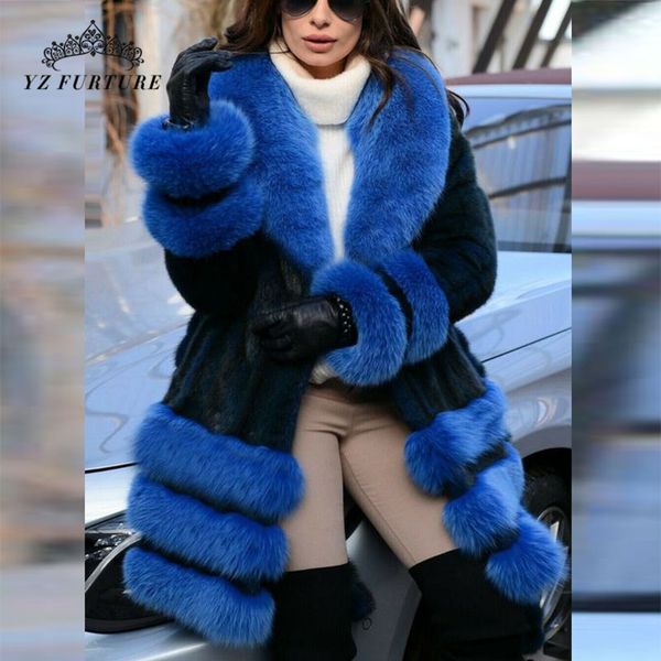 

yz furture 2019 winter fashion genuine coat with belt for women full pelt natural real coat with big fur, Black