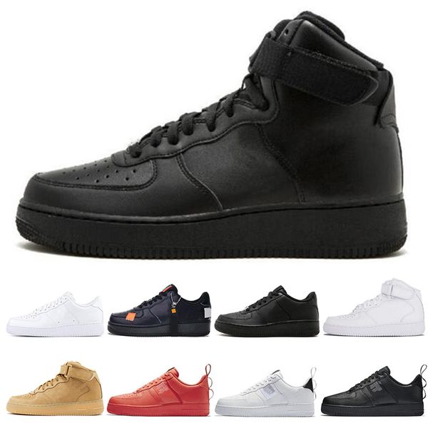 

Designer One Dunk utility Running Shoes all Black White Men Women Sports Skateboarding High Low Cut Wheat Brown Trainers Sneakers Size 36-45