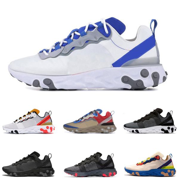 

2020 new running shoes react element 87 55 mens womens triple black bred gym red light bone mens trainers sports sneakers runner