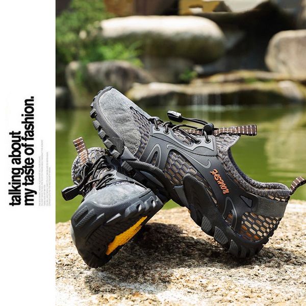 

men breathable mesh shoes outdoor hiking camping light quick drying shoes dx88