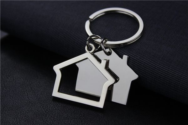 Schlüsselanhänger in Hausform aus Metall, Schlüsselanhänger, Haus-Design, Partyzubehör, Auto-Schlüsselanhänger, individuelles Logo, Geschenke für Werbezwecke
