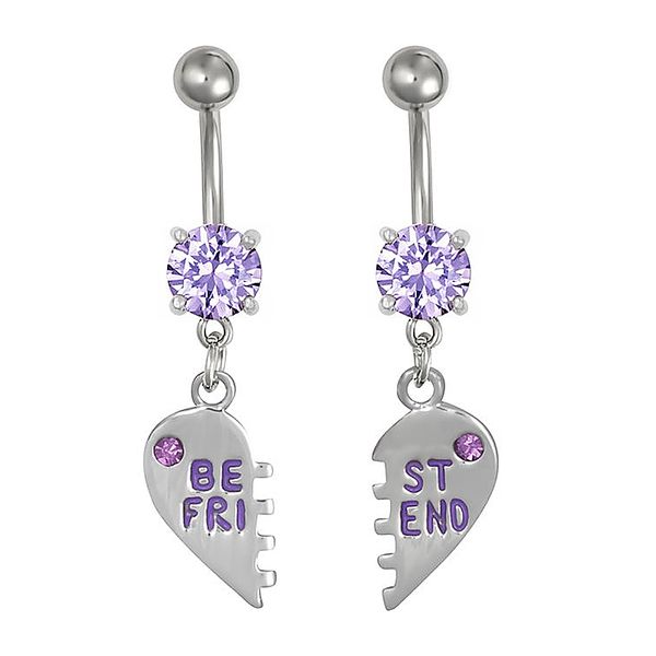 

1 пара новое сердце болтаться пупок пупок кольцо пирсинг фиолетовый тон набор лучших друзей c66, Slivery;golden