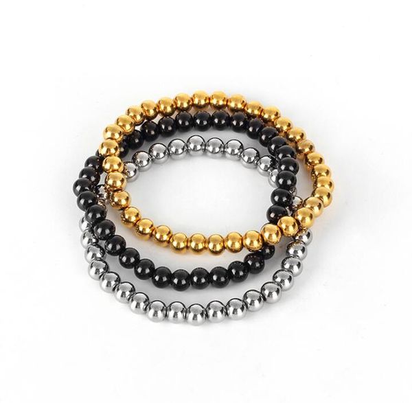 

titanium steel bracelets classic jewelry silver gold black bead charms bracelet for women charm beads bracelet pulseiras jewelry, Golden;silver
