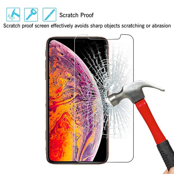 

for new iphone 11 pro xr xs max x 8 7 samsung a50 s7 s6 tempered glass screen protector huawei mate 20 x p20 lite pro paper package 0.26mm