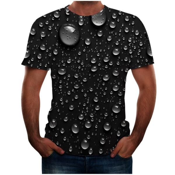 T-shirt da uomo Camicia stampata in 3D T-shirt da uomo Goccia d'acqua T-shirt nera Top casual Estate New Camiseta Streetwear Camicie a maniche corte # F5