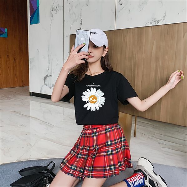 

white short-sleeved t-shirt wide songxia 2020 popular daisy half-sleeved ins fashionable white short-sleeved t-shirt women's wide songx