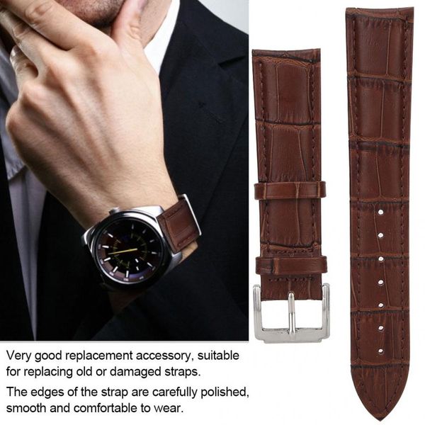 

20mm quality universal men women adjustable brown pu leather watches band good accessory strap replacement watches accessory, Black;brown