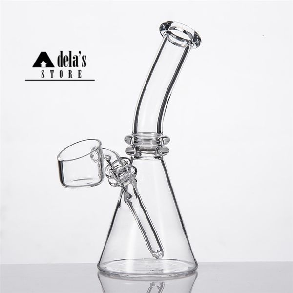 Kuvars Beher Mini Bongs 5 ​​İnç Düz Konik Papatya Bowl Banger Çiviler Bireysel Black Box Su Borusu Dab Rig Inline DHL 343