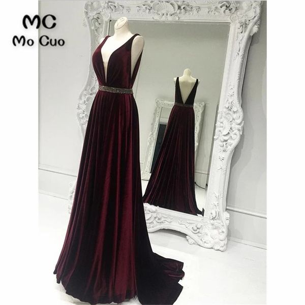 

elegant beaded burgundy evening dresses prom gown long crystals double v-neck vestidos de fiesta satin women evening dress, White;black