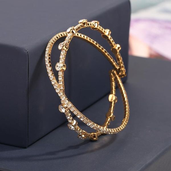 

fashion simple cuff open bracelets for women zircon hollow out creative bracelet accessory jewelry pulseras mujer bijoux femme, Black