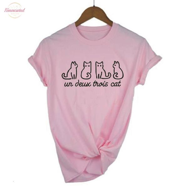 

one two three cat kitten print t shirt women black white pink tees summer street casual harajuku cotton plus size t