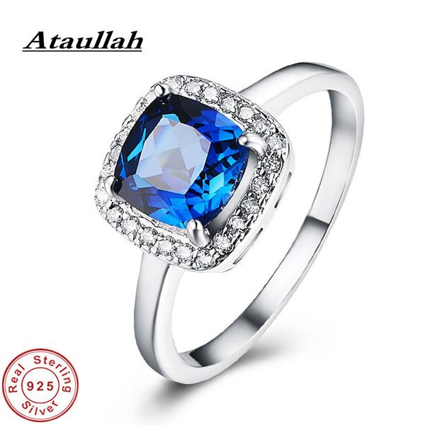 

ataullah elegant square blue sapphire ring sterling silver 925 jewelry new fashion wedding rings engagement for women rw124, Golden;silver