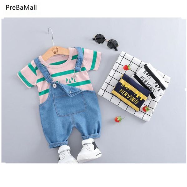 

summer baby girls boys clothing sets toddler infant clothes suits t shirt strap shorts 2pcs/sets kids children costume a0086, White