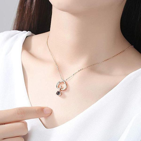 

valentine's day present romantic love memory wedding necklace 100 languages i love you projection pendant necklace jewelry