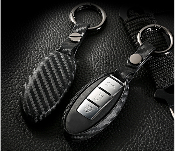 

carbon firber silicone car key cover bag holder for x-trail kicks teana altima qashqai serena for infitini qx30 qx50 q50