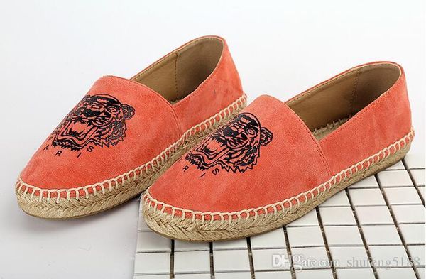 

2018 new arrival women's low-tiger paris espadrilles shoe casual sneakers canvas sheep skin leather flat shoes 35-41, Black