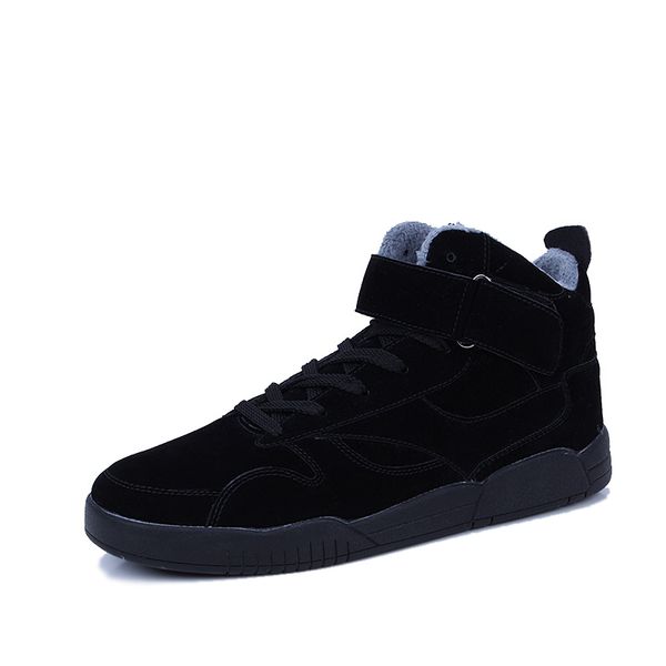 

men ankle boots fashion youth men's soft plush non-slip suede casual shoe comfortable male boots winter snow size 4..5, Black