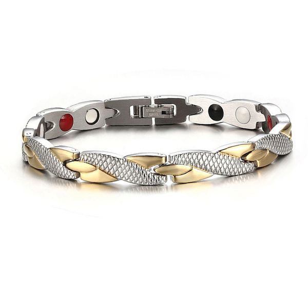 

twisted healthy magnetic bracelet for women power therapy magnets magnetite bracelets bangles men health care jewelry stainless, Black