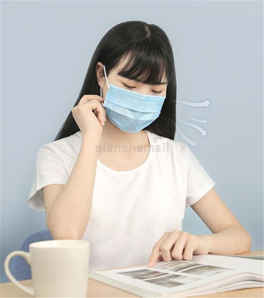 

mask disposable face 50pcs masks individual 3 ply dust earloop blue mascherine masque disposable dust mask