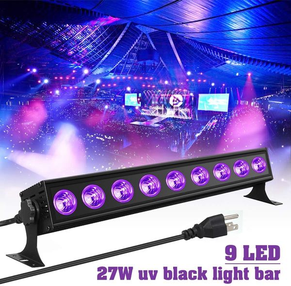 UV-Schwarzlicht, 27 W, ultraviolette LED-Leiste, wächst im Dunkeln, Schwarzlicht-Glühbirnen für Partyzubehör, Geburtstag, Hochzeit, Bühnenbeleuchtung