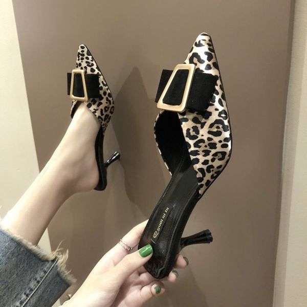 

brand women flat slippers slip on mules leopard shoes women slides home slippers mules low heel shoes ladies fashion -85, Black