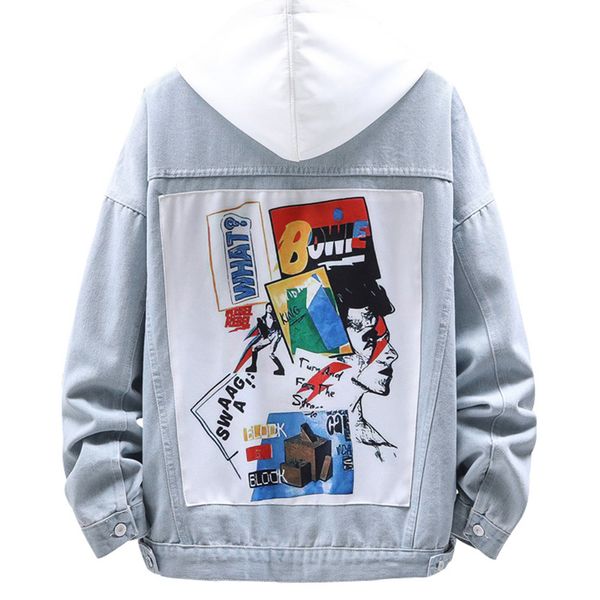 

spring 2020 fashion denim jacket men bomber motorcycle jacket men's beauty printed pilot bomber mens cowboy coat, Black;brown