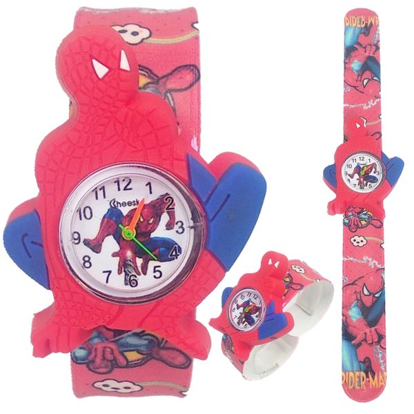 

100pcs/lot kids children boys girls lovely cartoon printing slap watches fashion students birthday gift quartz watches, Blue