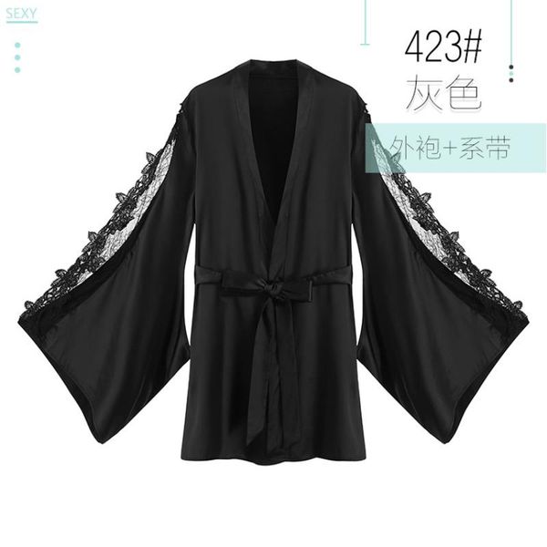 

awomens pajamas women designer underwears new style lace long sleeve pajamas tempting pajamas home clothes underwear without suspenders, Black;white