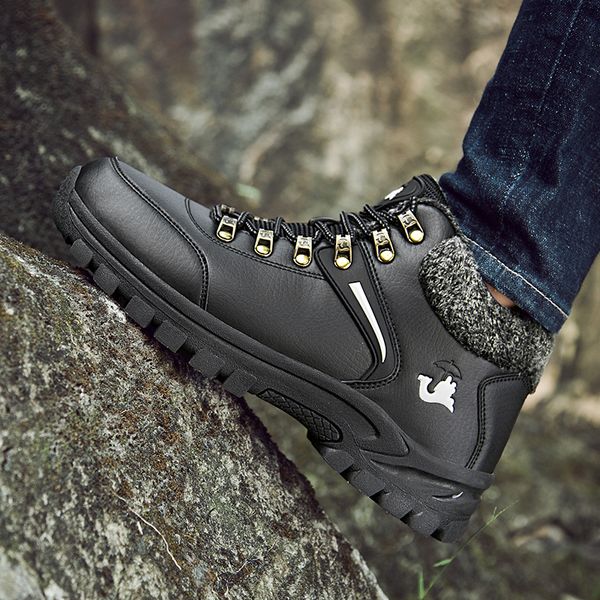 

winter cotton shoes outdoor shoes plus velvet warm big cotton large size men's leather waterproof