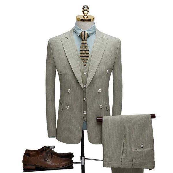 

2020 мужская мода двойной брестед костюм жениха texudo свадебный костюм для мужчин британский свободного покроя тонкий офис пиджак, White;black