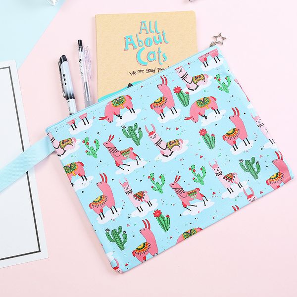 

cartoon printing cosmetic bags student stationery storage bags cute alpaca envelope bag multifunctional document