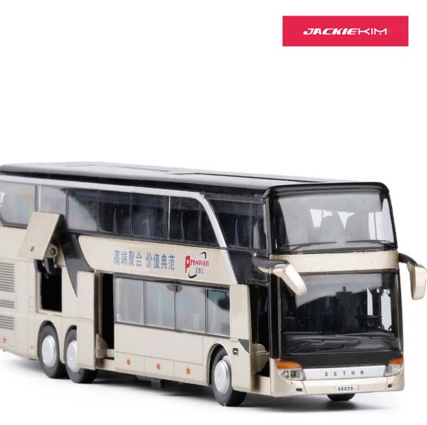 

1:32 high simulation double sightseeing bus model toy cars alloy flashing sound vehicle toys for kids gift y200109