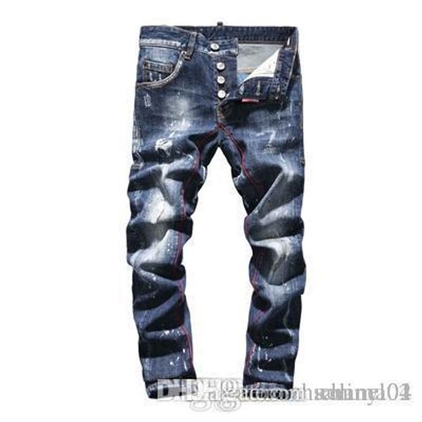 

blm men's distressed ripped skinny jeans designer mens jeans slim motorcycle biker causal mens denim pants hip hop men jeans sql01, Blue