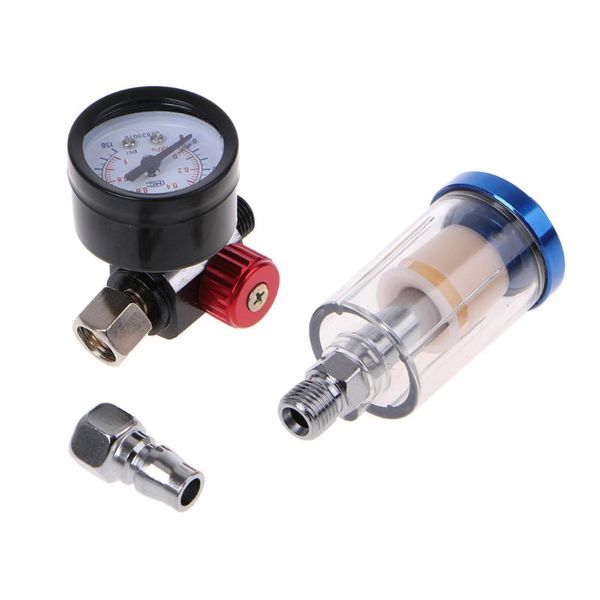 

0-150psi scratch air pressure regulator gauge spray gun & in-line water trap filter tool