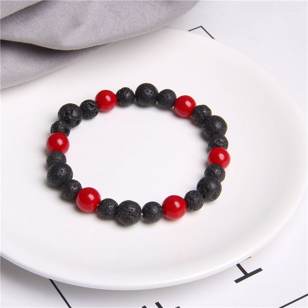 

black red beads bracelets natural stone charm simple bangles for men women boys jewelry pulseras mujer pendientes gifts