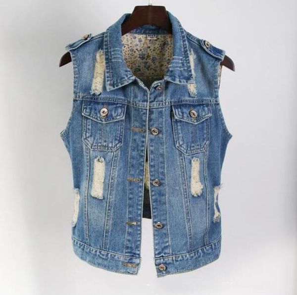 

new summer fashion slender gat koe fine jas female short mouwlless denim vest, Black;white