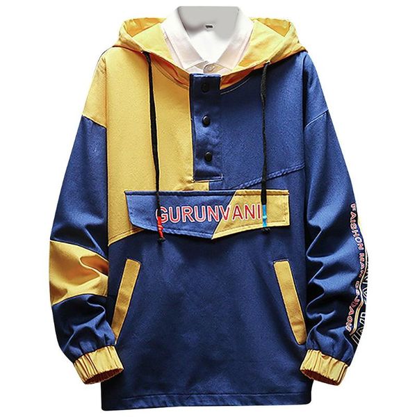 

мужская весна лоскутная вскользь куртка кнопка способ hoodie tops верхней одежды мужской мода случайной куртка с капюшоном куртка # g3, Black;brown