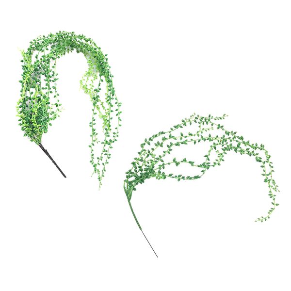 

2pcs artificial flower fake wall hanging succulents string of pearls wicker home garden decor, vibrant colors