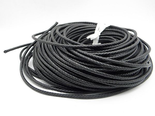 6mm 5mm Il nuovissimo cordoncino di cuoio genuino tondo intrecciato fai-da-te per accessori per gioielli bracciale Nero Marrone Miglior prezzo