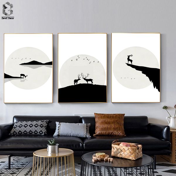 

japanese wall art decor canvas printed deer landscape wall picture posters and prints for living room home decoration