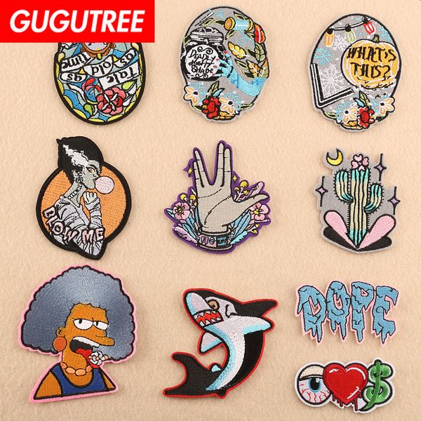 

gugutree one set embroidery scenery patch animal patches badges applique patches for clothing dk-88, Black