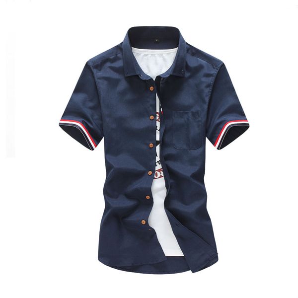 

summer fashion short sleeve shirt business men's shirt cotton, White;black