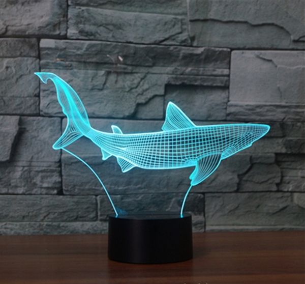 

seven neon]new fish shape acrylic 7colors desk lamp 3d lamp novelty gift led night light millennium falcon light