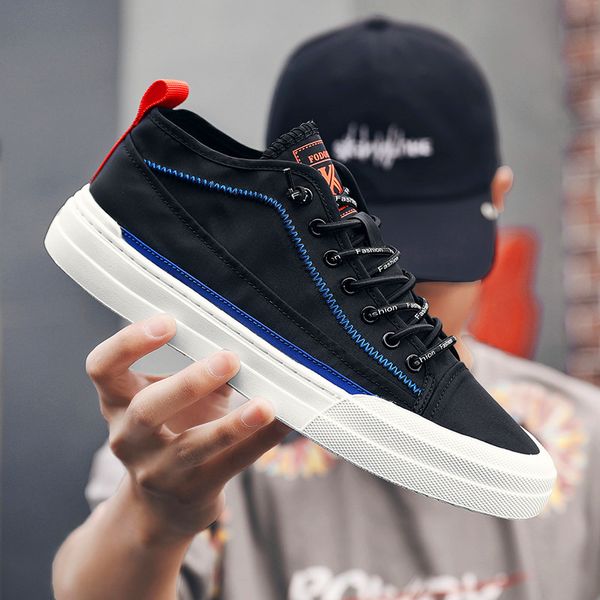 

men sneakers lightweight running shoes comfortable casual shoes breathable vulcanized seiko version breathable cloth, Black