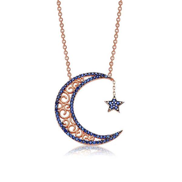 

925 sterling silver moon star women 's necklace
