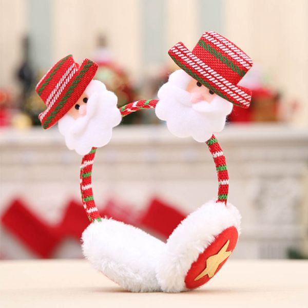 

christmas snowman headband earmuffs hairpin santa claus children warm hair bands ear clip child gift
