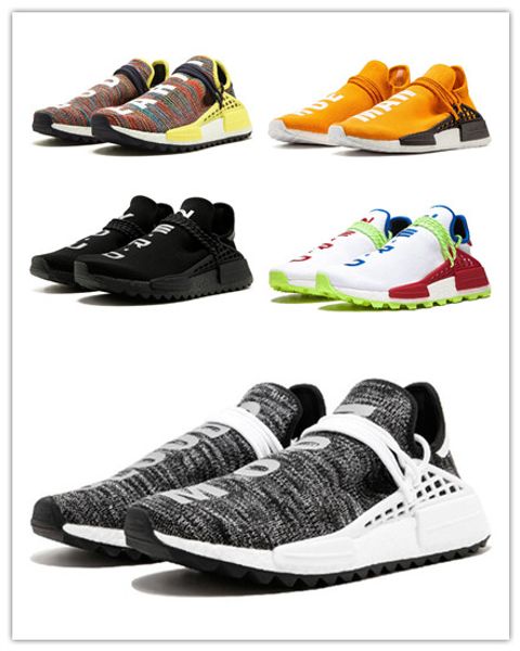 

nmd human race mens running shoes with pharrell williams sample triple yellow core black sport designer shoes women sneakers 36-45