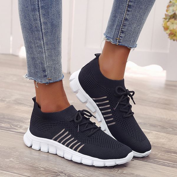 

women casual shoes fashion breathable walking mesh lace up flat shoes sneakers women 2020 tenis feminino pink black white